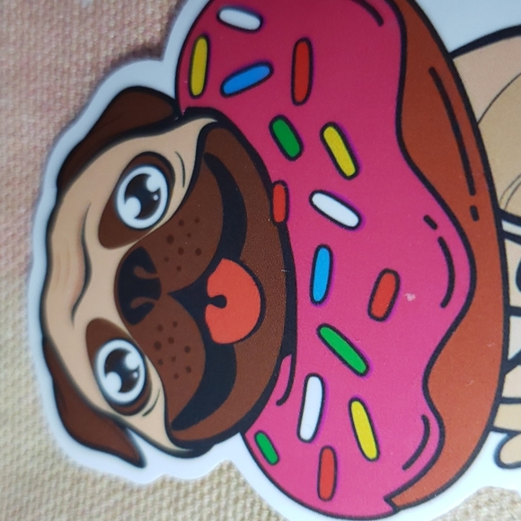 (Q) 🍩 Donut Pug Dog Sticker Doggie Dog Mom Puppy - Picture 2 of 4